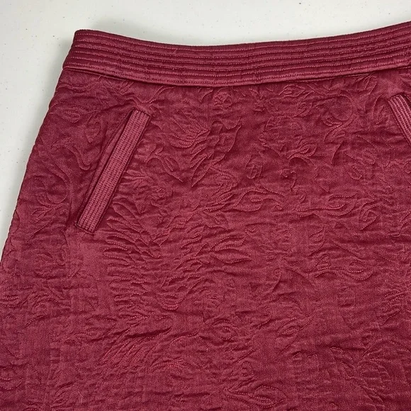 Maeve X Anthropologie Beatrice Burgundy Floral Quilted Mini Skirt, Sz. 10 - Picture 7 of 15